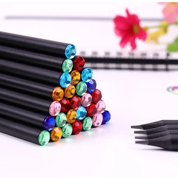 12 шт./лот Черный карандаш Kawaii, экологически чистый пластик, цветные карандаши HB Diamond, стандартный карандаш для учащихся, школьные канцелярские принадлежности