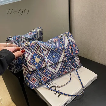 Новая женская ретро-сумка, холщовая сумка с магнитной пряжкой, женская сумка Весна 2023, диагональная сумка на одно плечо в этническом стиле, Sac A Main Femme