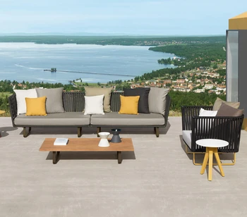 Уличный диван из ротанга, комбинация небольших журнальных столиков в скандинавском стиле, гостиная, стул, внутренний двор, простая мебель для отдыха