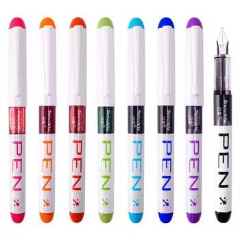 Быстросохнущая авторучка с модным наконечником EF, прямая жидкая ручка большой емкости, 8 цветов, чернильные ручки 0,38 мм, школьные принадлежности