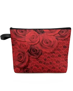 Женские косметические сумки-футляры с цветами и розами, женская сумка для хранения на молнии, женские дорожные маленькие сумки