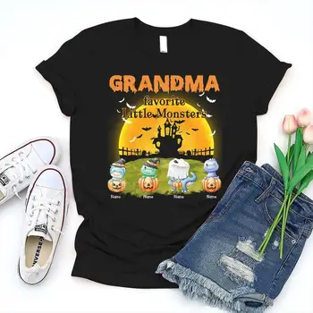 новая, любимая бабушкой футболка с Маленькими монстрами, Забавная футболка с динозавром в стиле арт с длинными рукавами