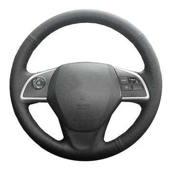 Нескользящая крышка рулевого колеса автомобиля с черной кожаной оплеткой для Mitsubishi Outlander 2013 2014 Mirage 2014 ASX L200 Автомобильные аксессуары