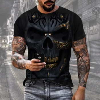 Лето 2024, горячая мужская футболка с 3D-принтом, классический дизайн, модная повседневная футболка с круглым вырезом, уличная одежда
