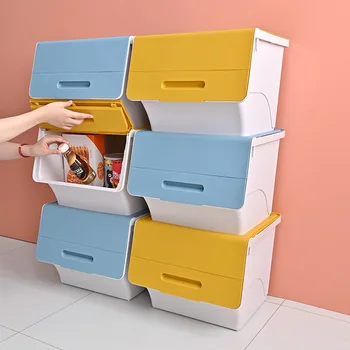 Ящик Для Хранения Детских Игрушек-Раскладушек Пластиковый Мусорный Бак Бытовой Шкаф Для Хранения Детских Закусок
