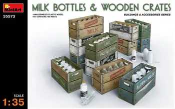 Набор моделей молочных бутылок и деревянных ящиков MiniArt 35573 в масштабе 1/35