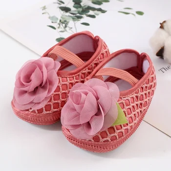 Обувь для новорожденных девочек, первые ходунки, розовая обувь принцессы с цветочным рисунком для новорожденных, обувь для малышей, детская обувь для крещения девочек