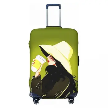 Чехол для чемодана в стиле девушки из манги, Защита от кофе, развлечения, путешествия, принадлежности для багажа, отпуск