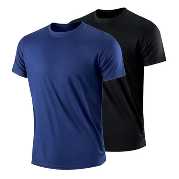 Быстросохнущие мужские рубашки с коротким рукавом Для бега, футболка для фитнеса с круглым вырезом, мужские тренировочные стрейчевые спортивные рубашки, топы, легкие