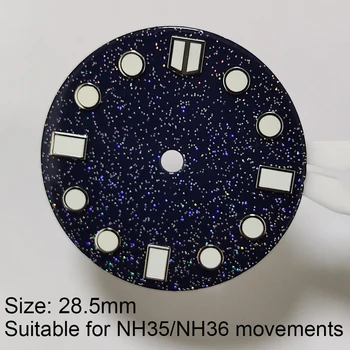 Циферблат 28,5 мм Звездное небо Пользовательский логотип Подходит для модификации механизма NH35/ NH36 Стерильный циферблат Без окошка календаря