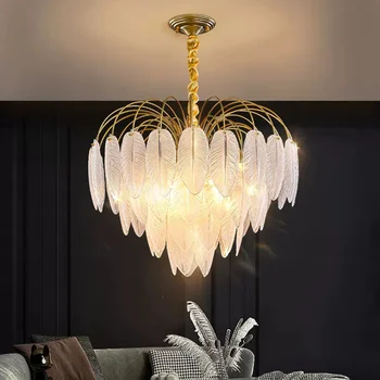 Современные светодиодные люстры, подвесной светильник для столовой и гостиной, люстра в скандинавском стиле с перьями, декор для домашнего освещения, подвесной светильник для потолка