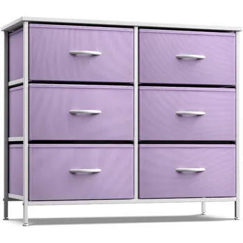 Комод Sorbus с 6 выдвижными ящиками - башня для хранения мебели для спальни, прихожей, шкафа (с 6 выдвижными ящиками, пастельно-фиолетовый)