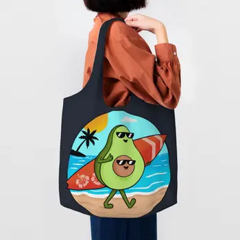 Изготовленная на заказ холщовая сумка для покупок на пляже с Авокадо, женская Портативная Большая Вместительная Продуктовая Фруктовая Веганская сумка для покупок, сумки для фотографий, Сумочка