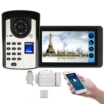 Комплекты видеодомофонов для дверных звонков, 7-дюймовый монитор, проводной wifi, видеодомофон, ИК-камера с электрическим замком + Выход + управление приложением