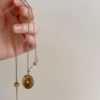Ожерелье с подвеской в виде пряжки мира Ожерелье в китайском стиле Цепочка для свитера Ожерелье Прямая поставка