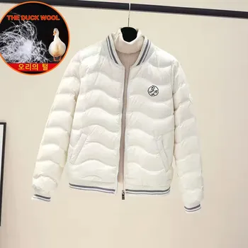 Пуховик Женская одежда для гольфа Корейская мода топы на гагачьем пуху женское пальто для гольфа Зимняя теплая женская куртка для гольфа из утиных перьев одежда