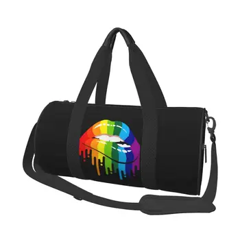 Спортивная сумка Rainbow Pride Lips Спортивная сумка Большая Гордая Красочная Мужская Женская сумка выходного дня На заказ, Новинка, Тренировочная сумка для фитнеса