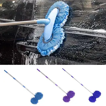 Щетка для мытья автомобилей Гибкая вращающаяся швабра для мытья автомобилей с удлинителем на 2 головки Щетка для мытья автомобилей Чистящие средства для ухода за автомобилем