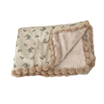 Теплое и мягкое детское одеяло, стильное детское одеяло с цветочным узором, Теплое зимнее постельное белье для колясок, нескользящий чехол