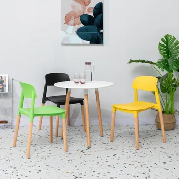 Скандинавский простой пластиковый стол и стул со спинкой для отдыха и переговоров