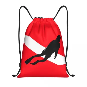 Изготовленные на заказ сумки для подводного плавания с флагом на шнурке для мужчин и женщин, легкий рюкзак для хранения в спортивном зале для дайвинга
