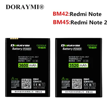 Аккумулятор DORAYMI BM42 BM45 Для Xiaomi Redmi Note/Note2 Высокой Емкости Для Замены Телефона Bateria
