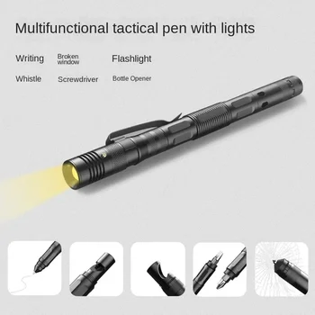 Легкая многофункциональная ручка Ручной электрический самозащиты, разбитый оконный конус, многофункциональная ручка для выживания на открытом воздухе EDC
