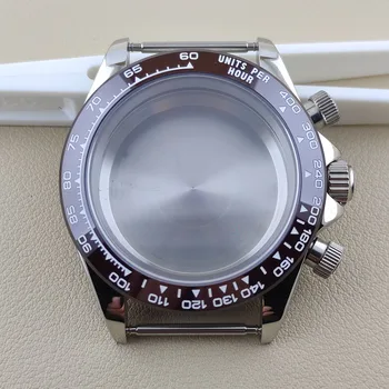 Корпус VK63 39 мм Керамический безель кофейного цвета Вставка из нержавеющей стали Сапфировое стекло Корпус кварцевых электронных часов Подходит для ремешка 20 мм