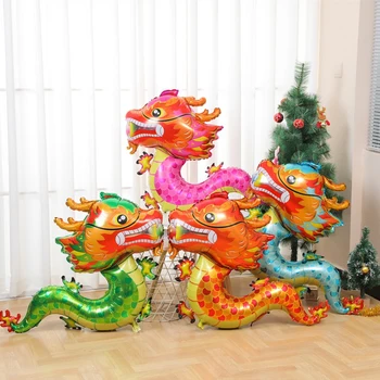 Алюминиевая пленка Китайский Дракон Плавающий Воздушный шар 2024 Год Дракона Мультфильм 3D Цветной Знак Зодиака Воздушный шар-талисман Детские Игрушки