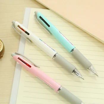 5 шт. Многофункциональная ручка 0,5 мм, двухцветная шариковая ручка + механический карандаш, встроенные Корейские канцелярские принадлежности