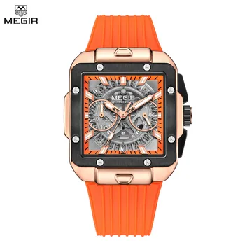 MEGIR Модные мужские кварцевые военные часы, роскошный хронограф с большим циферблатом, светящийся календарь, спортивные наручные часы Relogio Masculino