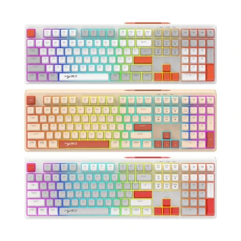 RGB клавиатура со 108 клавишами светодиодной подсветки Игровая клавиатура трехцветного дизайна USB кабель