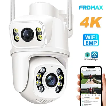 4K 8MP Wifi Камера безопасности Беспроводные камеры наружного наблюдения с двойным объективом Автоматическое отслеживание обнаружения человека iCSee IP Камера для дома