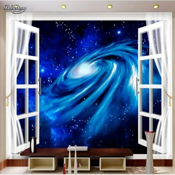 бейбехан Изготовленная на заказ большая фреска 3D стереоскопический невооруженным глазом 3D пейзаж на открытом воздухе небо галактика фон стены нетканые обои