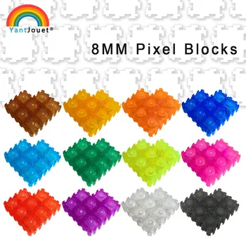 1000шт 8*8 мм 3D Пиксельный Блок Прозрачный Цветной Пазл Алмаз Строительные Блоки 12 цветов DIY Игрушки Развивающие Подарки Для Детей