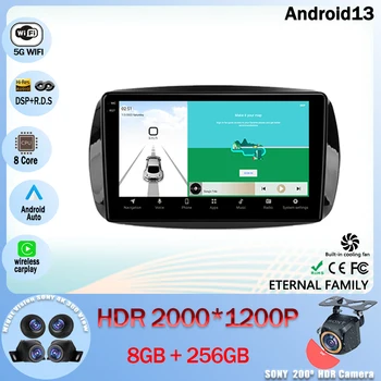 Android 13 Автомобильный Радио Мультимедийный Видеоплеер Навигация GPS Для Mercedes Benz Smart Fortwo 3 C453 A453 W453 2014-2020 WIFI CPU