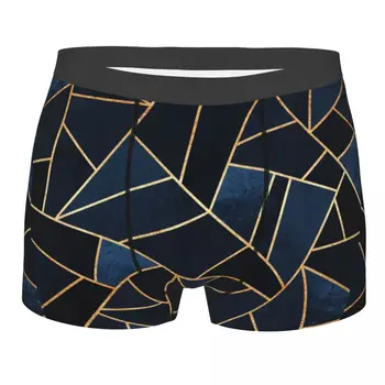 Humor Boxer Темно-синие шорты с камнями, трусики, мужское нижнее белье, дышащие трусы с геометрическим рисунком в стиле ретро для Homme