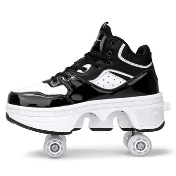Деформационная обувь для паркура, кроссовки для бега на четырех колесах 2023 Повседневные кроссовки Унисекс, Деформирующая обувь для роликов, обувь для катания на коньках