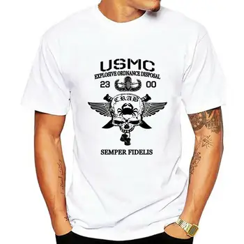 Футболка USMC Морская пехота США EOD Обезвреживание взрывоопасных предметов Мужская хлопковая футболка Semper Fi