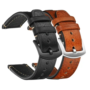 20мм 22мм Ремешки Из Натуральной Кожи Для Huawei Watch GT2 Wristband Браслет Для Samsung Galaxy Watch Ремешок Быстроразъемный Браслет