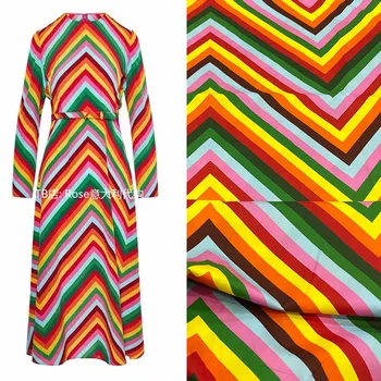 Весенне-летний показ мод 2023 года, хлопчатобумажная ткань с принтом из поплина, шифон цвета радуги, эластичный атлас, женское платье, ткань для платья