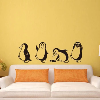 Милый маленький пингвин Наклейка На Стену Домашний Декор Детская комната гостиная Фоновое украшение Настенные художественные наклейки наклейки с животными