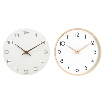 НОВИНКА-12-дюймовые деревянные настенные часы, бесшумные, не тикающие настенные часы для дома / гостиной / спальни/школы
