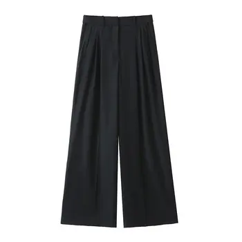 Женские новые модные минималистичные плиссированные брюки, винтажные универсальные повседневные шикарные женские брюки Pantalones