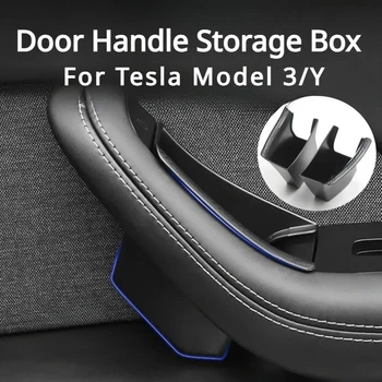 Для Tesla Модель 3 Модель Y Дверная ручка Коробка Карта-ключ Для хранения мобильного телефона Лоток ABS Скрытый органайзер Модель Y Аксессуары для интерьера автомобиля