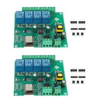 2X ESP8266 Беспроводной WIFI 4-Канальный Релейный Модуль ESP-12F Wifi Плата разработки Для Arduino AC/DC 5 В/8-80 В Источник питания