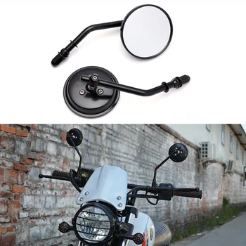 8 мм Черное/Хромированное Мотоциклетное Зеркало С Коротким Стержнем 3 