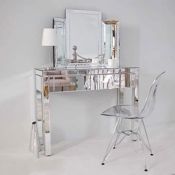 Зеркальная мебель, Зеркальный комод из черного стекла, столик для макияжа, европейский неоклассический постмодерн