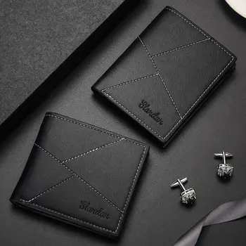 Двухстворчатый кошелек для отдыха Многопозиционный супертонкий мужской карман для монет Городской Мягкий мужской кожаный кошелек для отдыха
