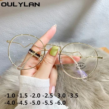 Oulylan -1.0-1.5-2.0-2.5-3.0-3.5 До -6,0 Прозрачные Очки для Близорукости С отделкой Для Мужчин И Женщин, Круглые Очки Для Близорукости По рецепту